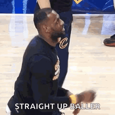 A Basketball Player Is Kneeling On The Court And Saying Straight Up Baller GIF