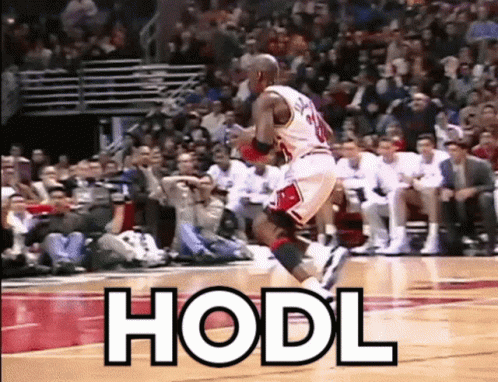 A Basketball Player Is Running On A Court With The Word Hodl Written On The Bottom GIF