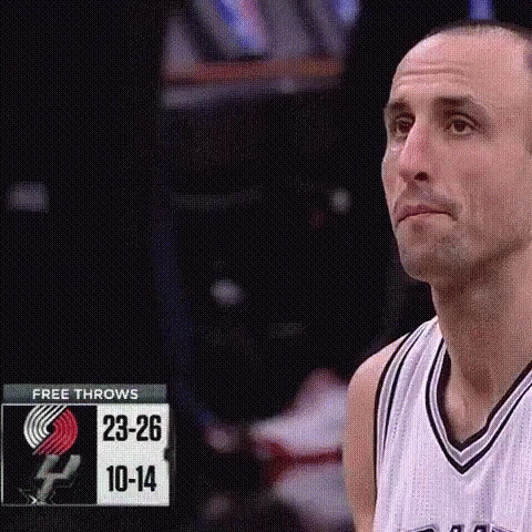 A Basketball Player Is Standing In Front Of A Scoreboard With A Sign That Says Free Throws . GIF
