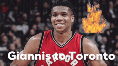 A Basketball Player Is Wearing A Red Jersey With The Name Giannis On It GIF