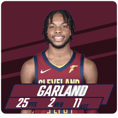 A Basketball Player Named Garland Has 25 Points And 11 Rebounds GIF