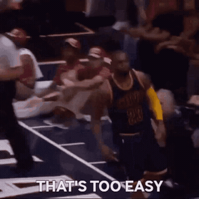 A Basketball Player Says That 'S Too Easy While Standing On The Court . GIF