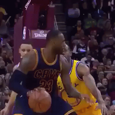 A Basketball Player Wearing A Black Jersey With Cavs On It GIF