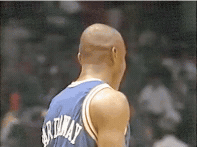 A Basketball Player Wearing A Blue Jersey With The Name Arthur On It GIF