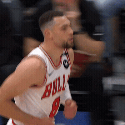 A Basketball Player Wearing A Bulls Jersey Number 8 GIF
