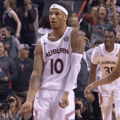 A Basketball Player Wearing A Jersey That Says Auburn 10 GIF