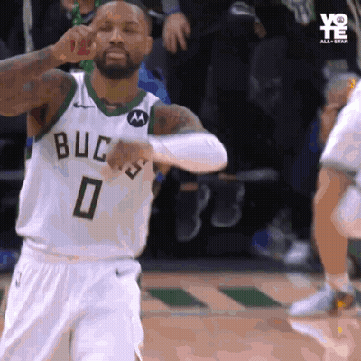 A Basketball Player Wearing A Jersey That Says Bucks 0 GIF