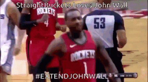 A Basketball Player Wearing A Jersey That Says Rockets On It GIF
