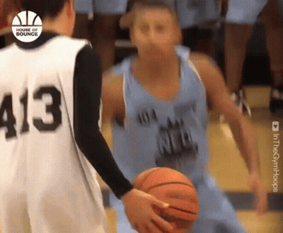 A Basketball Player Wearing A Jersey With The Number 43 On It GIF