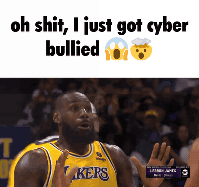 A Basketball Player Wearing A Lakers Jersey Is Being Bullied GIF