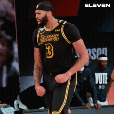 A Basketball Player Wearing A Lakers Jersey With The Number 3 On It GIF