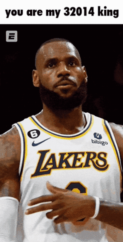 A Basketball Player Wearing A Lakers Jersey With The Number 6 On The Front GIF