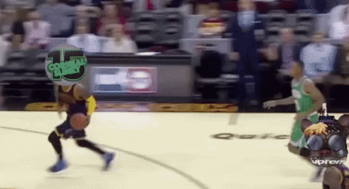 A Basketball Player Wearing A Mask With The Number 15 On It Is Dribbling The Ball GIF