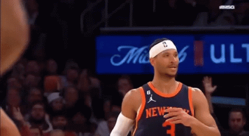 A Basketball Player Wearing A New York Jersey With The Number 3 On It GIF