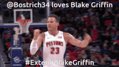 A Basketball Player Wearing A Pistons Jersey Celebrates GIF