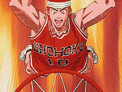 A Basketball Player Wearing A Red Jersey That Says Shohoku On It GIF