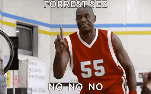 A Basketball Player Wearing A Red Jersey With The Number 55 On It Is Giving A Middle Finger . GIF