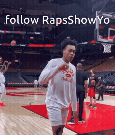 A Basketball Player Wearing A Shirt That Says Raptors Basketball GIF