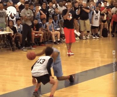 A Basketball Player Wearing Number 13 Dribbles The Ball GIF