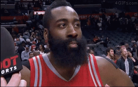 Basketball Player With Beard Interviewed By Reporter In Hot Jersey GIF