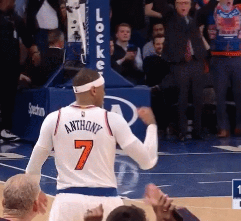 A Basketball Player With Anthony 7 On His Jersey GIF