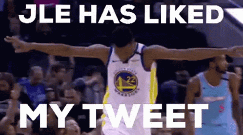 A Basketball Player With His Arms Outstretched Says Jle Has Liked My Tweet . GIF