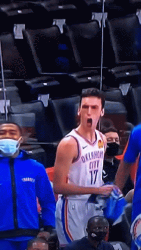A Basketball Player With Oklahoma City 17 On His Shirt GIF