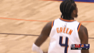 A Basketball Player With The Name Green On The Back GIF