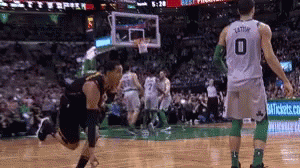 A Basketball Player With The Number 0 On His Jersey Is Kneeling On The Court GIF