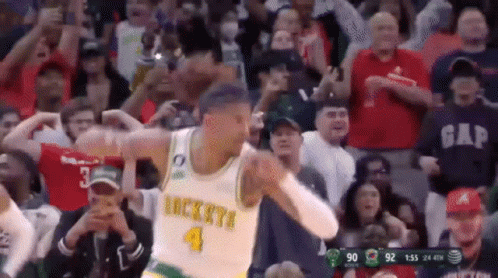 A Basketball Player With The Number 1 On His Jersey Is Surrounded By Fans GIF