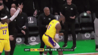 A Basketball Player With The Number 17 On His Jersey Stands On The Court . GIF