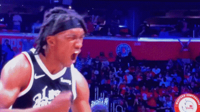 A Basketball Player With The Number 24 On His Jersey Is Screaming GIF