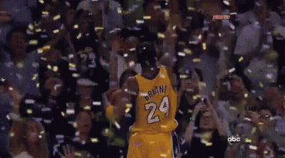 A Basketball Player With The Number 24 On His Jersey Is Surrounded By Confetti GIF