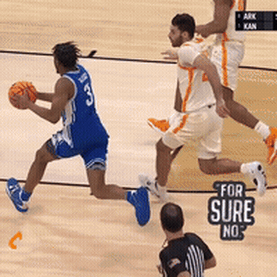A Basketball Player With The Number 3 On His Jersey Is Running With The Ball GIF