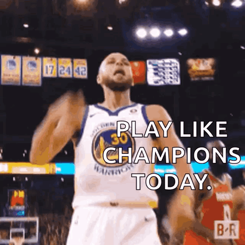 A Basketball Player With The Number 30 On His Jersey Is Celebrating On The Court . GIF