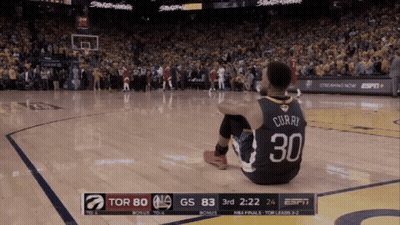 A Basketball Player With The Number 30 On His Jersey Sits On The Floor GIF