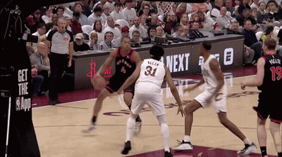 A Basketball Player With The Number 31 On His Jersey Dribbles The Ball GIF