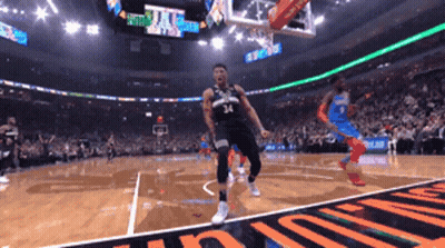 A Basketball Player With The Number 34 On His Shirt GIF