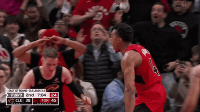 A Basketball Player With The Number 43 On His Jersey Stands In Front Of A Crowd GIF