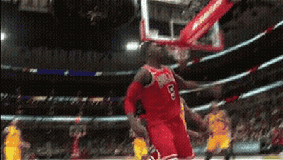 A Basketball Player With The Number 5 On His Jersey Jumps Into The Air GIF