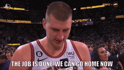 A Basketball Player With The Number 6 On His Jersey Says " The Job Is Done We Can Go Home Now " GIF