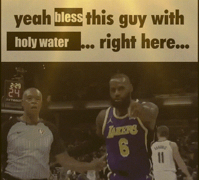 A Basketball Player With The Number 6 On His Jersey Shakes Hands With A Referee GIF