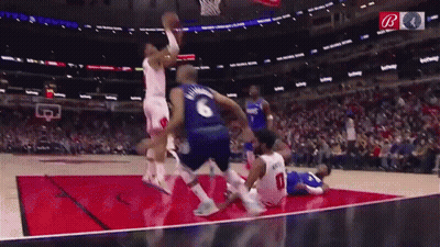 A Basketball Player With The Number 6 On The Back Of His Jersey Is Jumping In The Air GIF