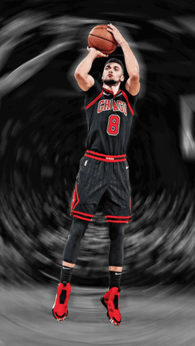 A Basketball Player With The Number 8 On His Jersey Is Shooting A Ball GIF