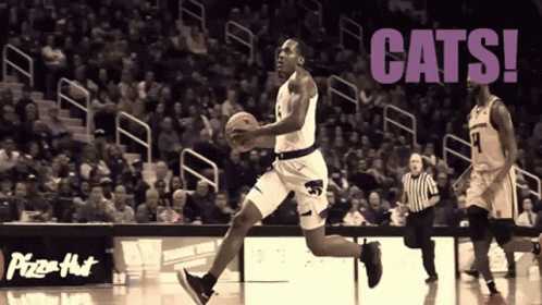 A Basketball Player With The Word Cats On The Top GIF