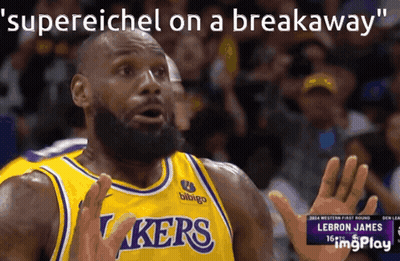 A Basketball Player With The Word Lakers On His Shirt GIF