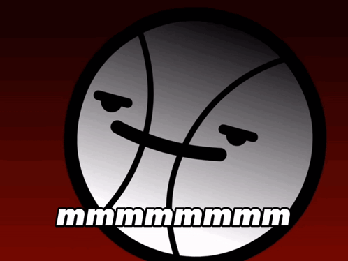 A Basketball With A Face On It And The Words Mmmm On It GIF