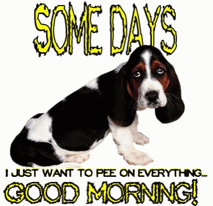 A Basset Hound Puppy With The Words Some Days I Just Want To Pee On Everything GIF