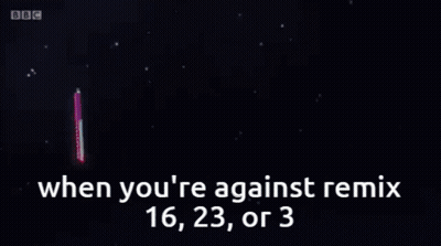 A Bbc Advertisement Shows A Blue Hill With Red Cubes Falling Off Of It GIF
