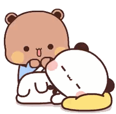 A Bear And A Panda Are Laying On Top Of Each Other On A White Background . Sticker